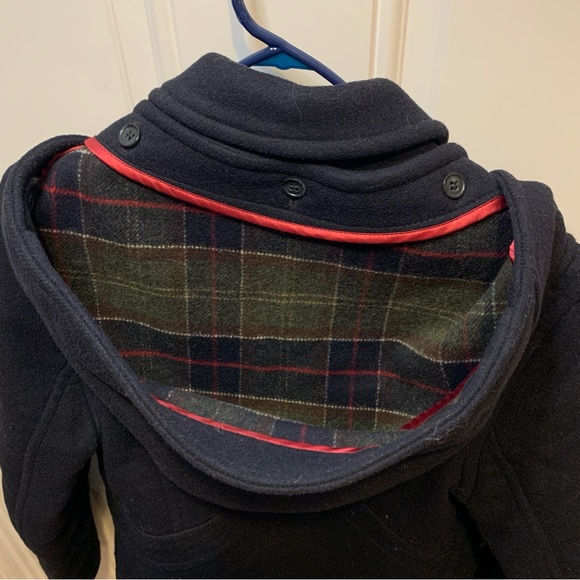 Barbour Vintage Buttermere Wool Toggle Hooded Duffle Coat Peacoat Size 6 - Picture 11 of 11